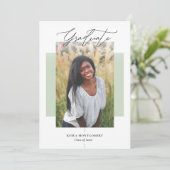 Faire-part Élégant bloc de couleur moderne Graduation 2 Photo (Debout devant)