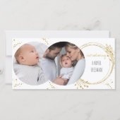 Faire-part Elégant Botanical Gold 2 Photo Naissance (Devant)