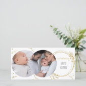 Faire-part Elégant Botanical Gold 2 Photo Naissance (Debout devant)