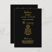 Faire-part Élégant Broche Mariage Paillettes Noires et Dorées (Devant / Derrière)