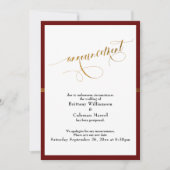 Faire-part élégant carte rayée bordeaux et or (Devant)