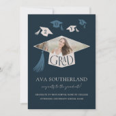 Faire-part Élégant Casquette moderne Grad & Tassel Photo Grad (Devant)