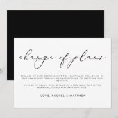 Faire-part Élégant Changement de Plans de Mariage Monochrome (Devant / Derrière)