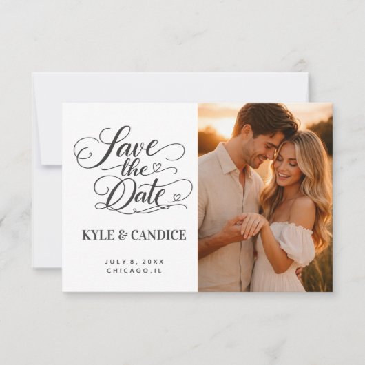 Faire-part Elegant Chic Calligraphy Save the Date Wedding (Devant)