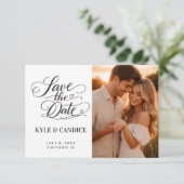 Faire-part Elegant Chic Calligraphy Save the Date Wedding (Debout devant)