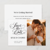 Faire-part Elegant Chic Calligraphy Save the Date Wedding (Devant / Derrière)