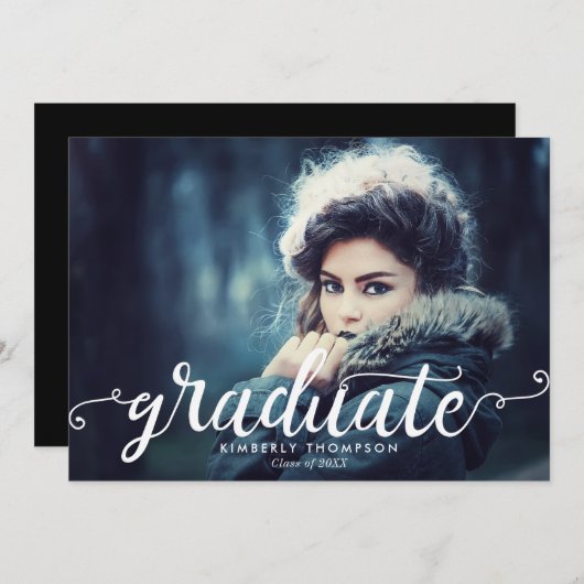 Faire-part Élégant Chic Graduation Moderne Main Lettering (Devant / Derrière)