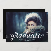 Faire-part Élégant Chic Graduation Moderne Main Lettering Ann (Devant / Derrière)