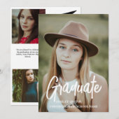Faire-part Elégant Chic Typography Graduation Party (Devant / Derrière)