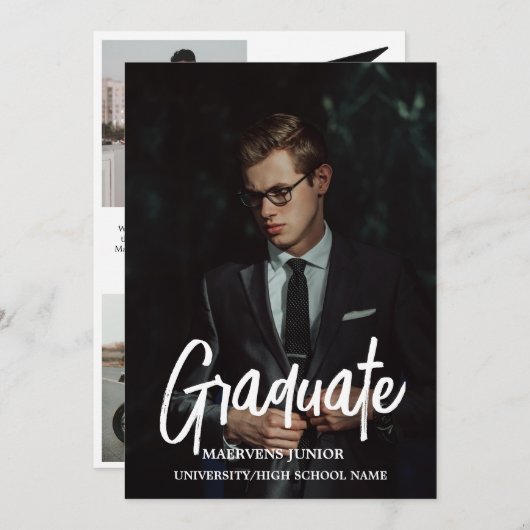 Faire-part Élégant Chic Typography Graduem Party Annonce (Devant / Derrière)