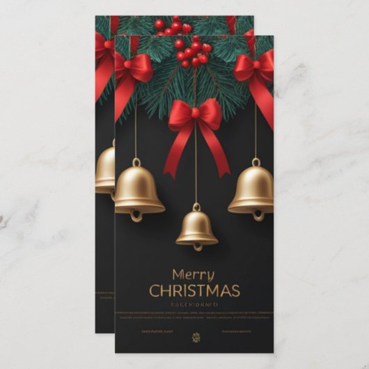Faire-part Elegant Christmas Bells Decor – (Devant / Derrière)