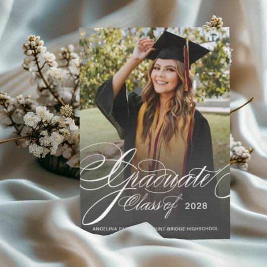 Faire-part Elegant Classic Script Photo Graduation