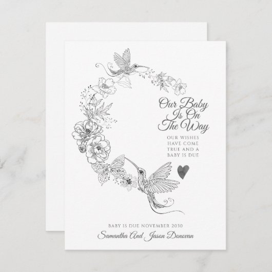 Faire-part Elégant Colibri à la main tiré (Devant / Derrière)