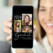 Faire-part Élégant Collage Photo Black Graduation