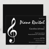 Faire-part Elégant Concert de piano de musique noire moderne  (Devant / Derrière)