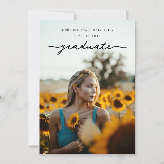 Faire-part Élégant Delicate Script Diplômé (Devant)