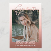 Faire-part Élégant Design Ombre Coral Blush Pink Graduation (Devant)