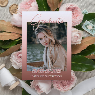 Faire-part Élégant Design Ombre Coral Blush Pink Graduation