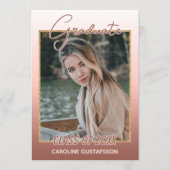 Faire-part Élégant Design Ombre Coral Blush Pink Graduation (Devant)