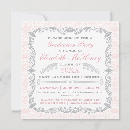 Faire-part élégant d'invitation d'obtention du (Devant)