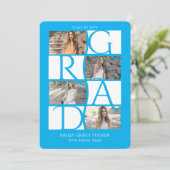 Faire-part Élégant Diplômé 5-Photo Bleu Clair Graduation (Debout devant)