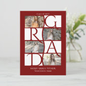 Faire-part Élégant Diplômé 5-Photo Dark Red Graduate (Debout devant)