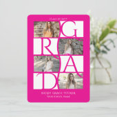 Faire-part Élégant Diplômé 5-Photo Hot Rose Girly Graduate (Debout devant)