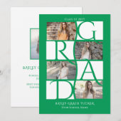 Faire-part Élégant diplômé 5-Photo Kelly Green Graduate (Devant / Derrière)