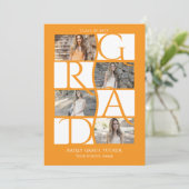 Faire-part Élégant Diplômé 5-Photo Orange & White Graduate (Debout devant)