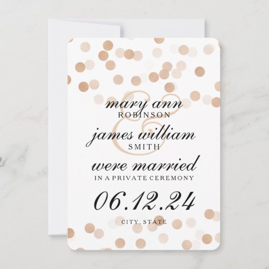 Faire-part Élégant Elopement Faux Parties scintillant en cuiv (Devant)