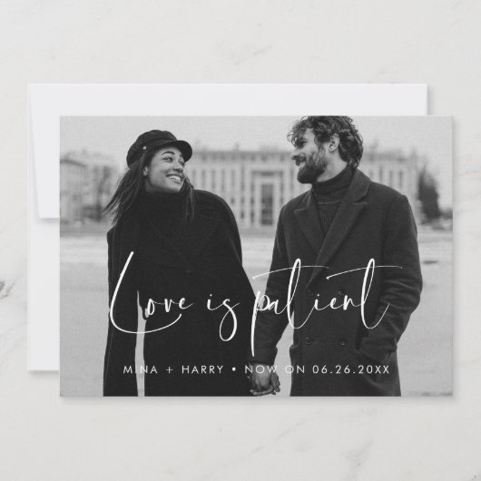 Faire-part Elégant et moderne Amour est patient mariage mise  (Devant)