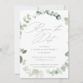 Faire-part Elégant Eucalyptus Réinitialiser Le Mariage Date (Devant)