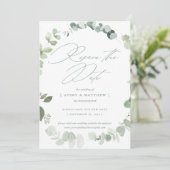Faire-part Elégant Eucalyptus Réinitialiser Le Mariage Date (Debout devant)