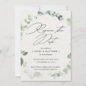 Faire-part Elégant Eucalyptus Réinitialiser Le Mariage Date (Devant)
