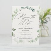 Faire-part Elégant Eucalyptus Réinitialiser Le Mariage Date (Debout devant)