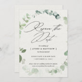 Faire-part Elégant Eucalyptus Réinitialiser Le Mariage Date (Devant / Derrière)