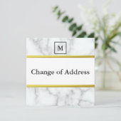 Faire-part Élégant Faux Marbre blanc Changement d'adresse (Debout devant)