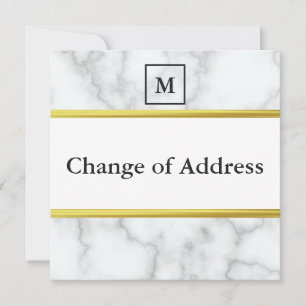 Faire-part Élégant Faux Marbre blanc Changement d'adresse