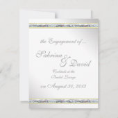 Faire-part Elégant Fiançailles de Damas et rose argenté (Dos)