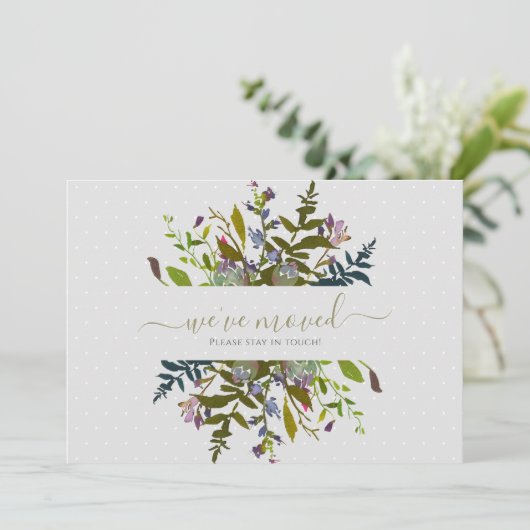 Faire-part Elégant Floral Nous avons Déplacé Script Faire-par (Debout devant)
