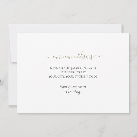 Faire-part Elégant Floral Nous avons Déplacé Script Faire-par (Dos)