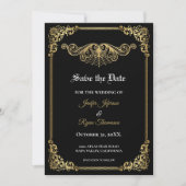 Faire-part Elegant gold Gothic wedding save the date (Devant)
