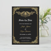Faire-part Elegant gold Gothic wedding save the date (Debout devant)