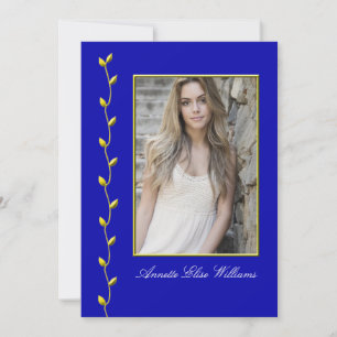Faire-part Elegant Gold Ivy et votre Photo RoyalblueBG