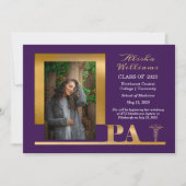 Faire-part Elegant Gold PA Caduceus 1 Photo Dk Purple Grad (Devant)