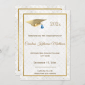 Faire-part Elégant Gold Photo Blue Casquette Graduation (Devant / Derrière)