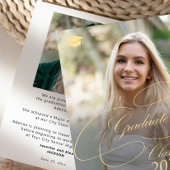 Faire-part Elegant gold script graduate photo graduation