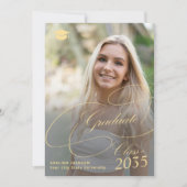 Faire-part Elegant gold script graduate photo graduation (Devant)