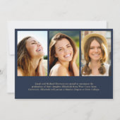Faire-part Elegant Gold Script Photo Blue College Graduation (Dos)