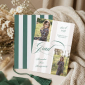 Faire-part Elegant Grad Script French Stripe Photo Graduation